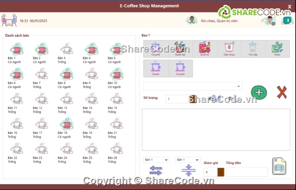 SQL Server,quản lý,quản lý cà phê,winform,coffee,cafe
